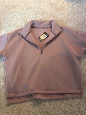 Under Armour Short-Sleeve Half-Zip Pullover in Mauve Pink